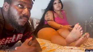 BBW Ebony Meaty Soles & Big Feet Fantasy (foot sniffing, foot dust, footjob, foot tickling)