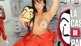 La casa de papel cosplay big ass latina teasing at the pole and giving the hottest JOI