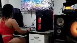 brunette sits sideways on the sofa to receive a hard-working friend who punches my pussy hard