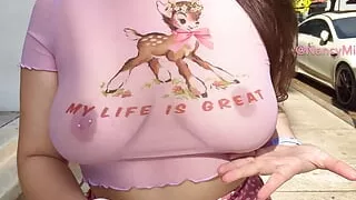 Public Walk with no bra