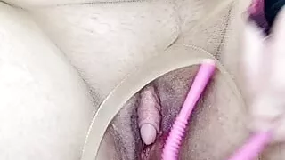 Großer Kitzler, Kitzler, Einführen, Strumpfhose, Muschi, Solo