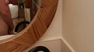 Hot Mom is taking videos while she is in the bathroom.