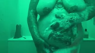 Double dildo shower fun