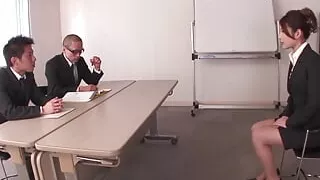 Japanese Skinny Babe Gags On Two Huge Cocks Then Gets Fucked