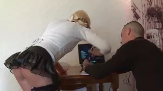 Tiny Skirted Secretary Loves a Pussy Licking