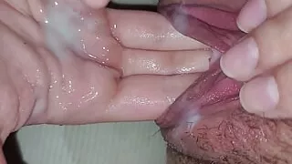 Late night sloppy pussy licking so she can sleep well