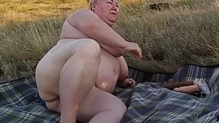 cougar masturbates in a public place close up