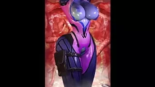 Widowmaker's Body Gets Trapped In a Tentacle Room With Her Tits Out