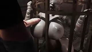 A Big Dick Presses Against the Massive Tits of a Caged Silent Hill Baddie