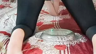 Sexy girl riding big dildo with ripped pants