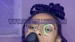 French black girl sucks giant dildo