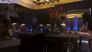 Submissive BDSM tattooed babe throat fucked outdoor