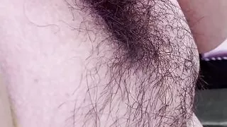 Mom milks her big tits and masturbates her hairy pussy