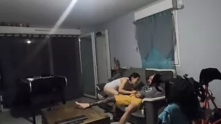 I spy on my hot stepmom having sex with my best friend