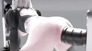 2B Fucked By Massive Dildos in Both End