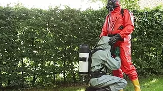 Chemical Hazmat Rubber Suit Action