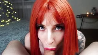Sensual blowjob from a redheaded bitch