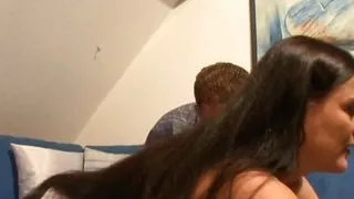 Cum on my big boobs after pounding my hairy pussy showing wet