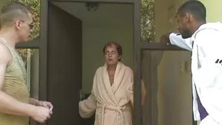 Old shaved pussy mature interracial threesome