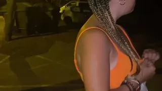 HOT GIRL with pigtails in STREET DILDOS FUCKED HARD with a CREAMPIE