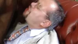 A curvy redhead lady from Germany enjoys two hard cocks at the same time