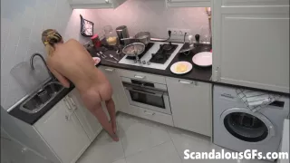 my weird girlfriend  cooking dinner naked