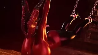Demon From Agony With Huge Tits and a Perfect Ass Is Chained By the Arms and Legs