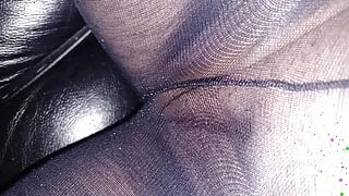 Dirty whore sub plays with her tight pussy in nylon tights