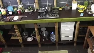 Checkout my GF's perfect titties and ass as she cooks diner nude