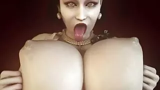 Lady Dimitrescu Teases the Cock Between Her Tits With Her Tongue