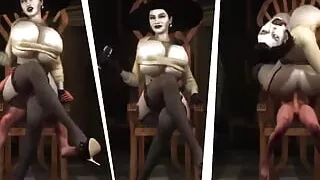 Lady Dimitrescu Sits In a Big Chair and Bounces Her Huge Titties Seductively