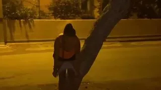 Hot Girl with Pigtails in Street Dildos Fucked Hard with a Creampie