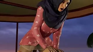 Hot Girl in a Headscarf Rides a Cock Enthusiastically Until She Cums
