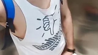 Big Dick Latino Risky Jerking Off In The Mall's Public Bathroom Got Caught And Touched Multiple Times