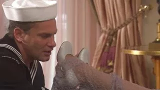 Sailor makes a blonde MILF moan by fucking her on the sofa