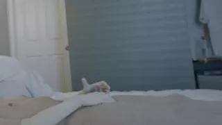 Masturbation in Gloves and Hood Mask