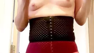 Premature ejaculation in my red seamed fishnet pantyhose!