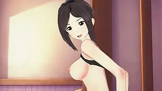 Kana Kojima rides a pink dildo - 3D Hentai