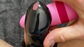 POV teasing cock in chastity cage with vibrator NO CUMSHOT