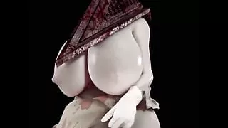 Lady Pyramid Head's Massive Tits Bounce As She Walks