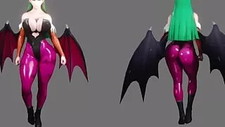 Morrigan's Pretty Assets Jiggly Beautifully As She Walks