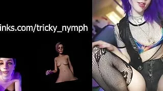 Naked Hot Chick With Tattoos Talks and Touches Herself