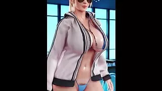 Sarah in a Lifeguard Uniform and Tiny Bikini Walks Poolside With Her Tits Jiggling