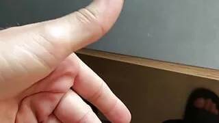 Jerking of that big dick at the desk