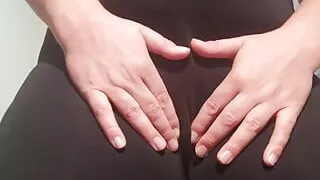 Mommy teasing step son with her camel toe and loose pussy