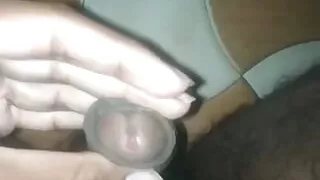 Masturbated sitting inside toilet with full load of cum. Self-satisfied.