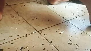 licks the dirty floor and urinates on the body in public