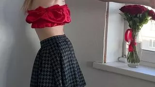 tease skirt and  black little thong