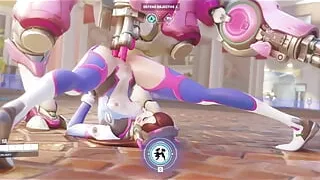 Dva Takes a Break From the Game to Get Double Penetrated By a Fucking Machine