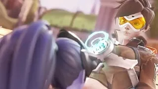 Widowmaker Makes Sexy Eye Contact While Eating Tracer's Pussy